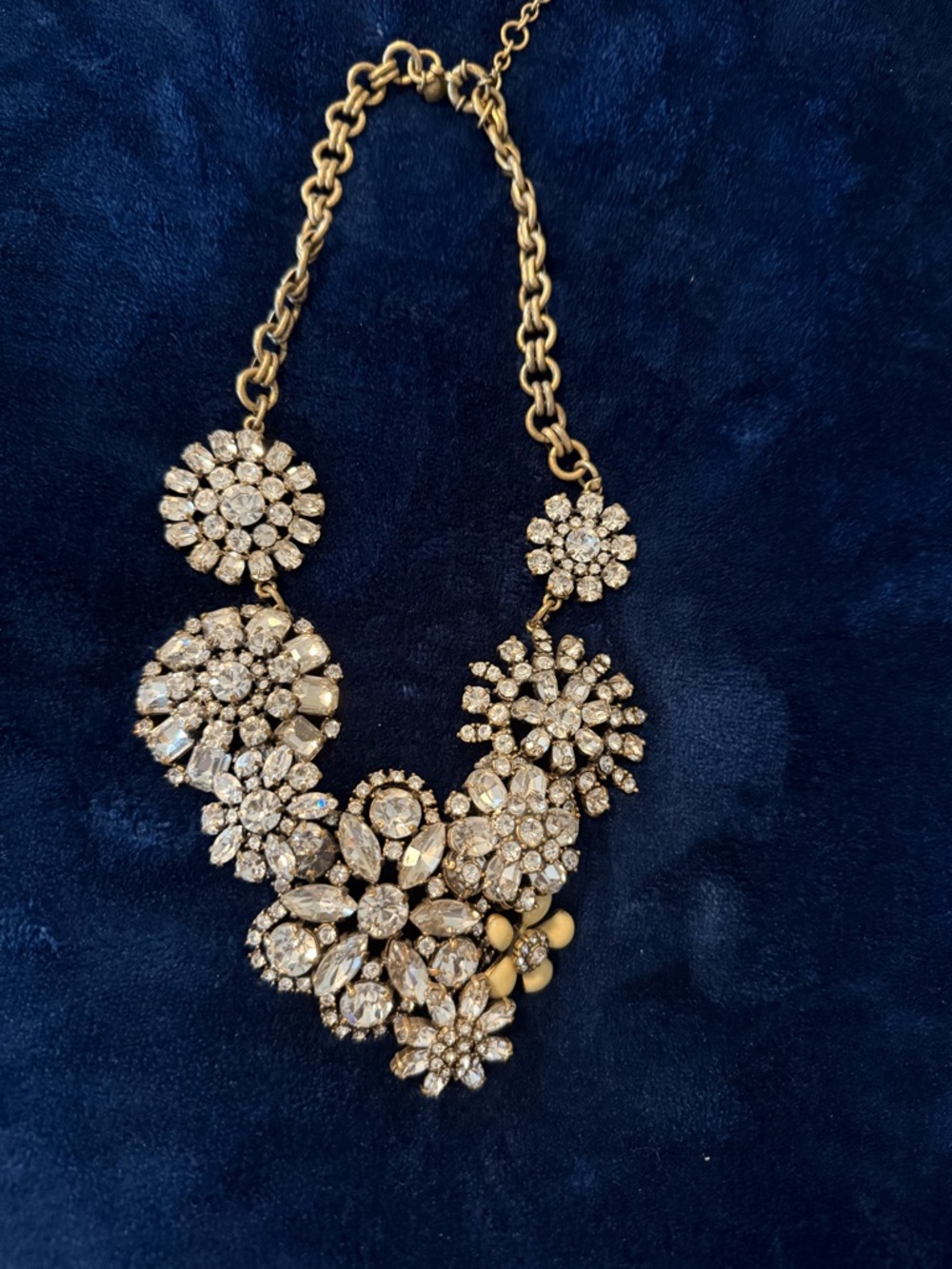 J. Crew Gold-Tone Clear Crystal Floral Bib Necklace